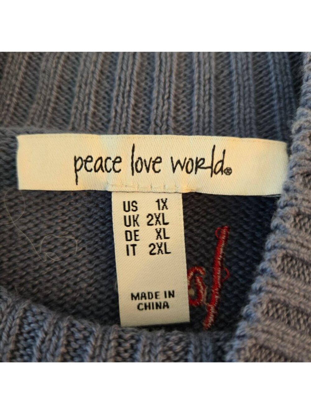Peace Love World Cotton Blend Turtleneck One Pocket Sweater Size 1X - Picture 3 of 7